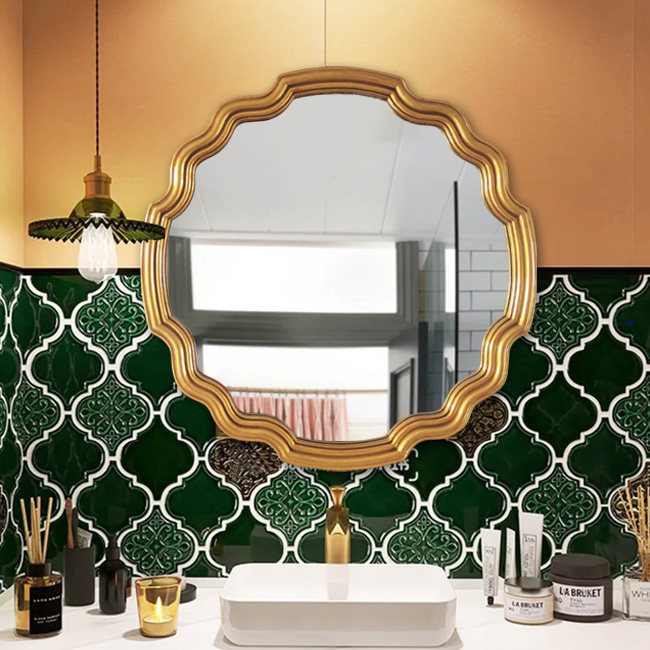美式简约异形浴室镜卫生间镜装饰镜洗漱镜子复古造型梳妆镜壁挂