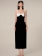 越南设计师气质黑白撞色包臀性感吊带小礼服长裙女修身显瘦连衣裙