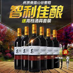 原瓶进口智利红酒整箱葡萄酒六支 曼露08赤霞珠干红葡萄酒 正品