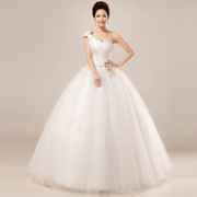 2015 new style wedding dress one-shoulder bridal wedding fashion wedding Korean Princess strap Crystal dress out of yarn