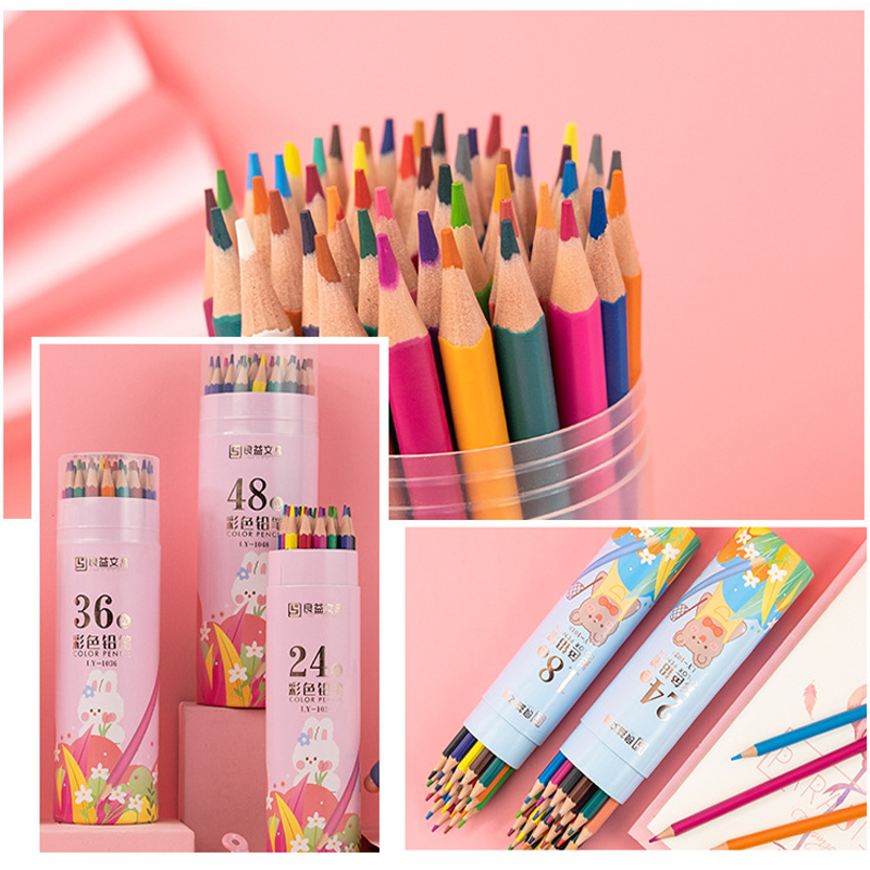油性彩铅可擦彩色铅笔36色手绘儿童学生用美术绘画24色彩绘铅笔