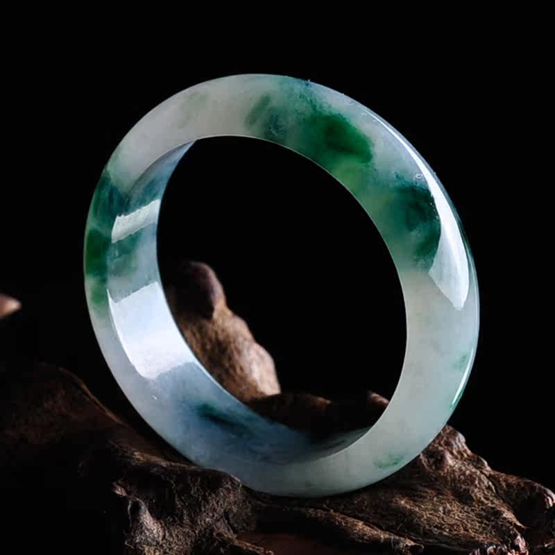 润志老坑冰种飘绿花戒指