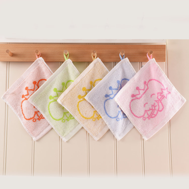 小毛巾纯棉擦手巾幼儿园宝宝小手帕方巾吸水口水巾带挂绳20x20cm