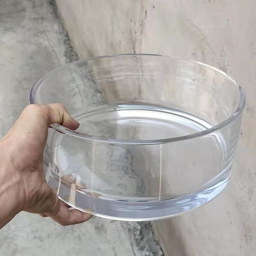 圆形加厚玻璃透明荷花盆缸玻璃碗