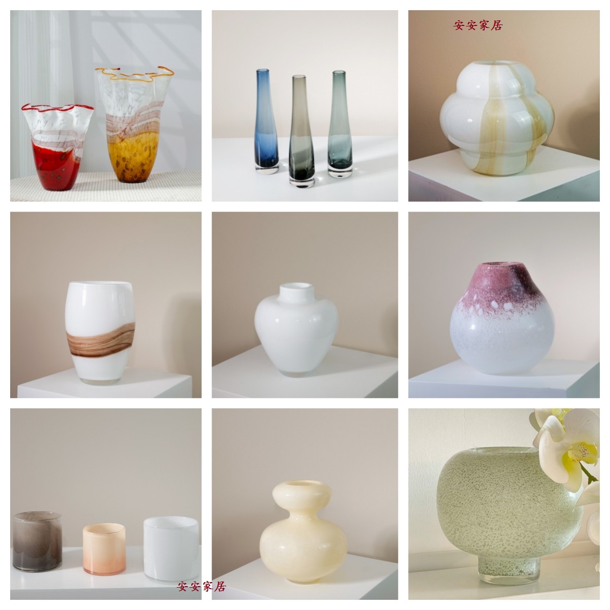 现代简约创意玻璃花瓶花器样板房售楼处桌面茶几软装饰品工艺品