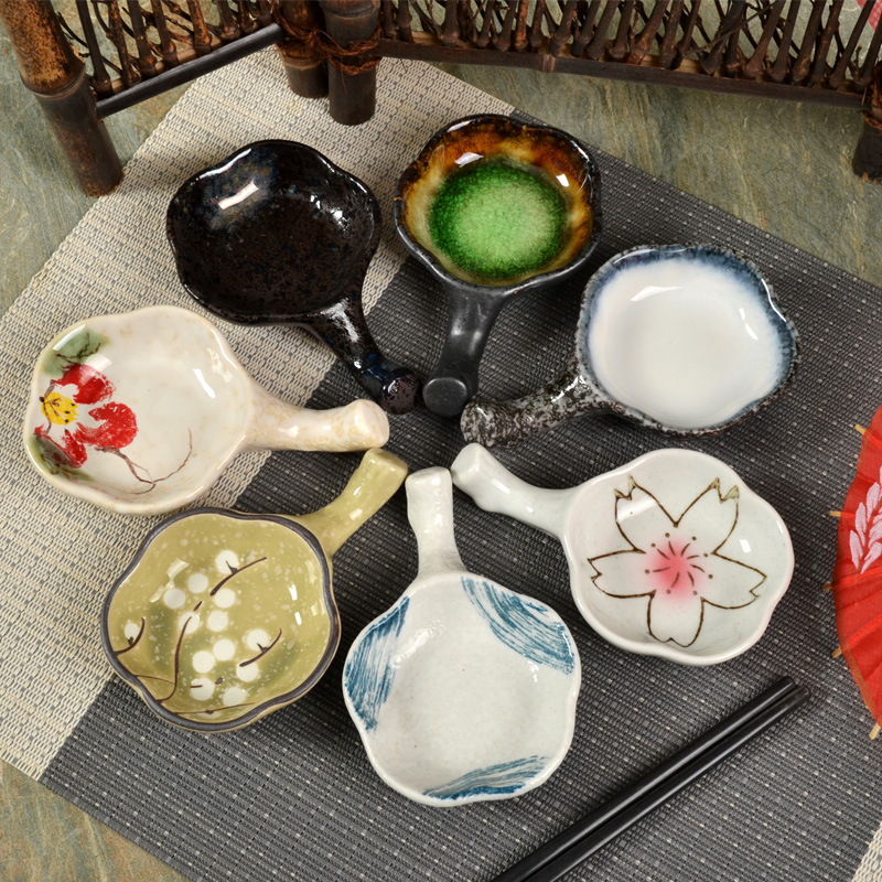 日式筷架筷托调味碟墨汁碟酱料酱油碟子陶瓷碟创意个性小碟子餐厅