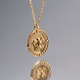 TU Jewelry925银法式复古椭圆金币项链女 天使之翼镶珍珠锁骨颈链