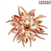 Post Korean version of smile package Crystal brooch women''s high-end rhinestones brooch corsage pins collar fine coat of arms