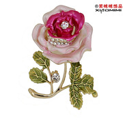 Package mail smiling Korean rose brooch Crystal rhinestone women high brooch pin jewelry clasp