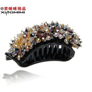 Package mail smiling Korean Crystal rhinestones banana clamp horizontal clamp clamp vertical clamping ponytail hair headdress Korea hair accessories