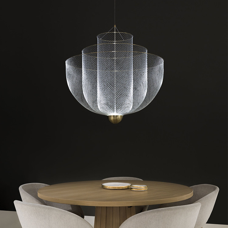 创意网格金属书房客厅吊灯艺术意大利设计师时尚现代简约餐厅吊灯