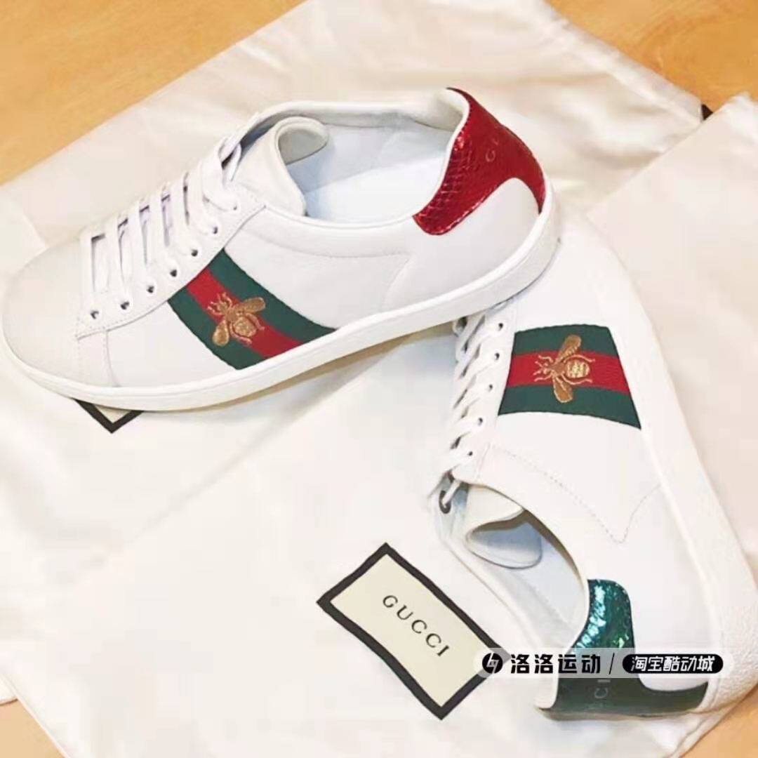 gucci小白鞋 男士_gucci 古驰 小蜜蜂红绿鸳鸯尾刺绣低帮平底男女同款