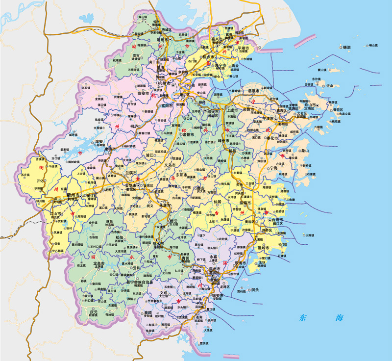 地图浙江省ai矢量素材分区简单实物设计素材设计素材