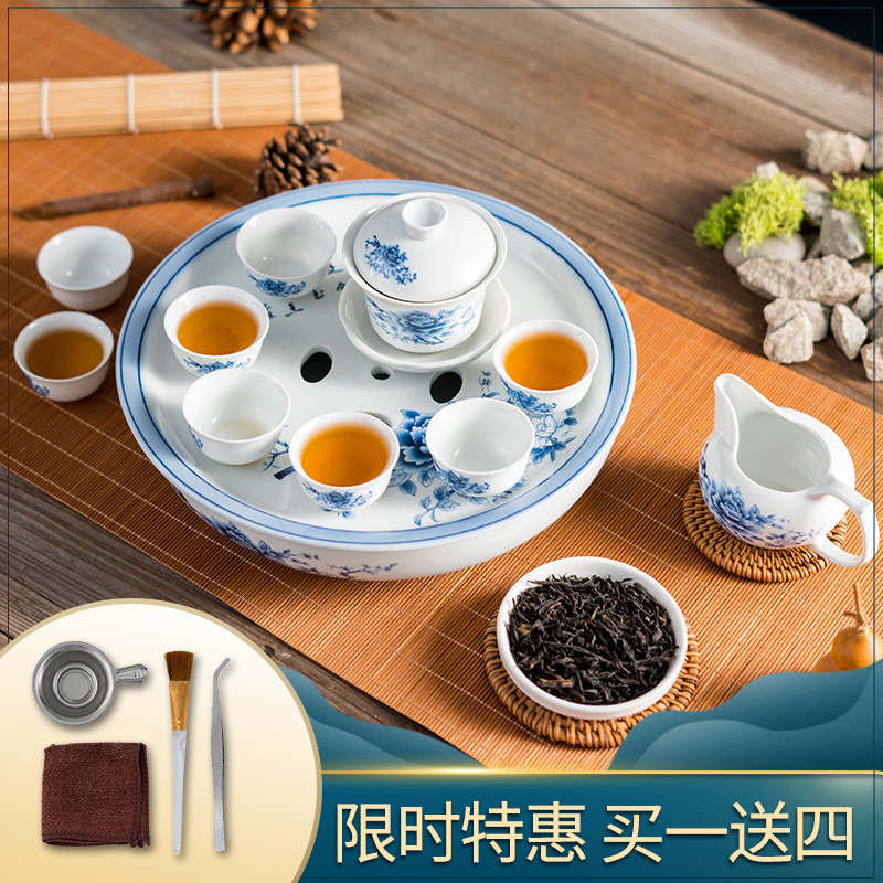潮汕功夫茶具套装 整套带碗形大容量工夫茶盘 家用送礼佳