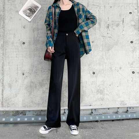 阔腿裤女裤夏高腰垂感显瘦黑色百搭休闲直筒宽松春秋西装拖地长裤