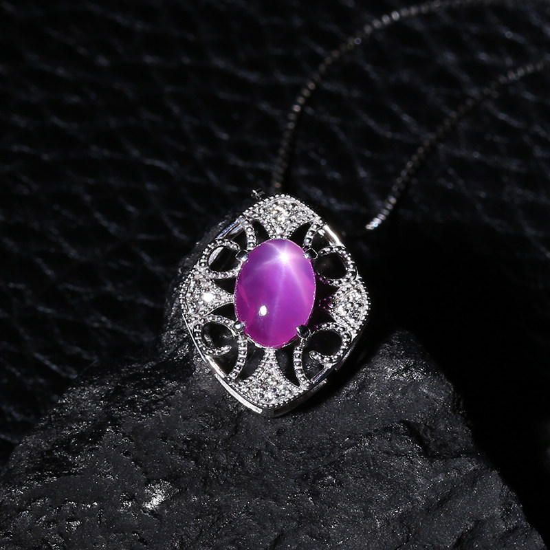 2ct 星光红宝石吊坠 18k钻镶嵌 95774