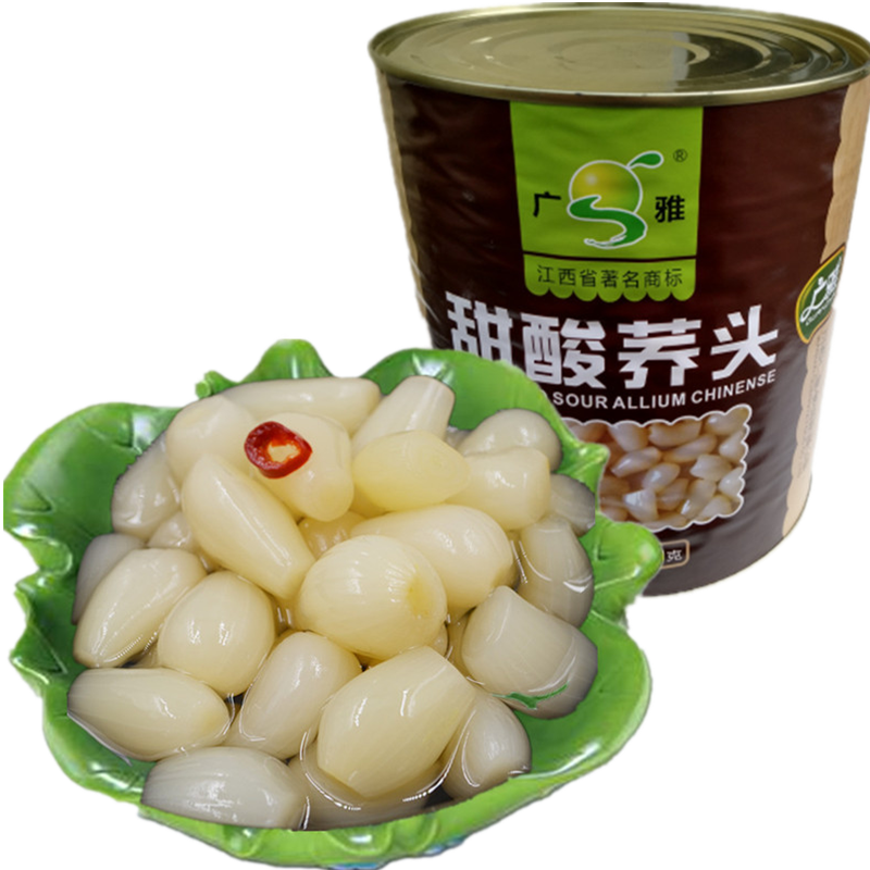 藠头腌制_出口荞头藠头酸甜水果罐头腌制泡菜茭头新鲜江西特产3200克