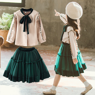 女童两件套裙子春装2023新款韩版时尚女孩春节洋气套装时髦童装潮