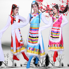 藏族舞蹈演出服女蒙古族水袖表演服成人少数民族舞蹈服装女新款