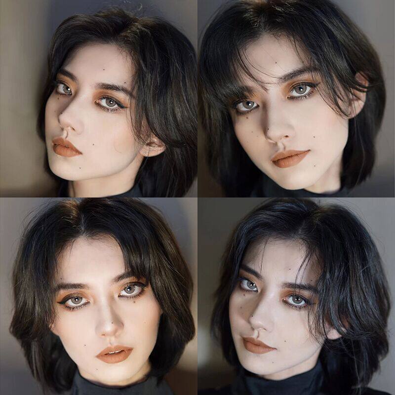 莫阿娜混血美瞳年抛大小直径欧美玻璃珠褐半年抛金色隐形眼镜盒tn