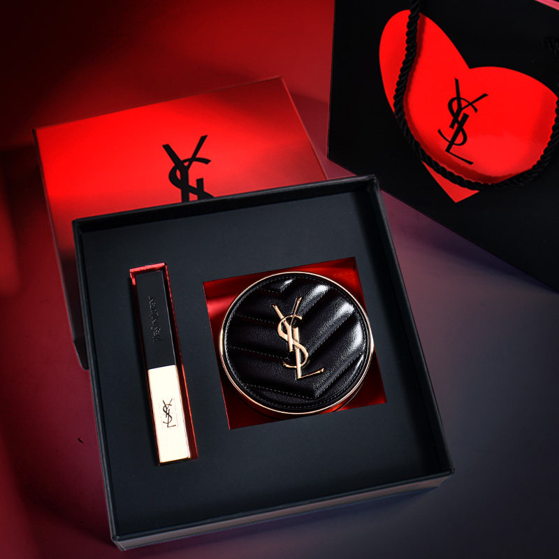 ysl圣罗兰小金条小黑条口红礼盒套装 黑皮革气垫礼物1966 21 302
