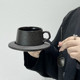 北欧ins风轻奢陶瓷高级感黑耀磨砂咖啡杯碟套装下午茶水杯拿铁杯