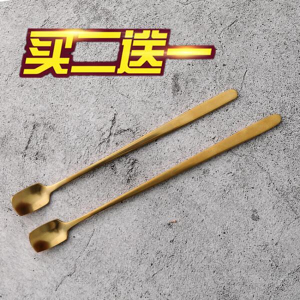 日式不锈钢咖啡勺金色勺子甜品勺韩式创意个性水杯勺北欧加长勺子