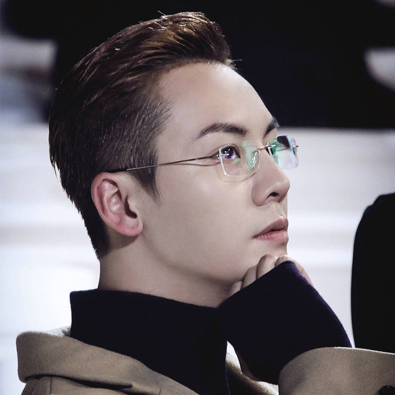 无框眼镜陈伟霆同款金丝商务钛架超轻纯钛记忆男女防蓝光近视眼镜