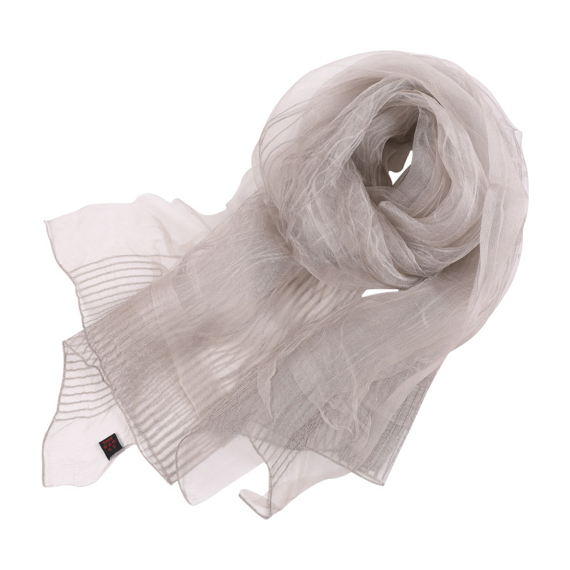 100%桑蚕丝春夏季新款真丝双层纯色纱巾丝巾女韩版百搭大围巾薄款