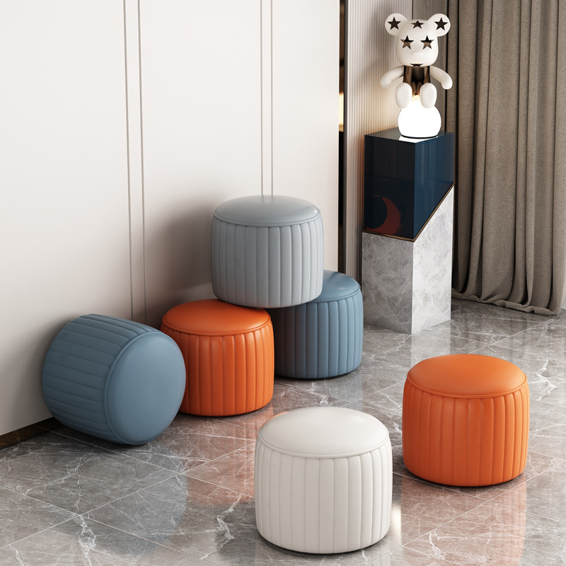 伊杰林多色小圆凳软包坐垫儿童矮凳子门口换鞋凳成人坐凳皮艺时尚