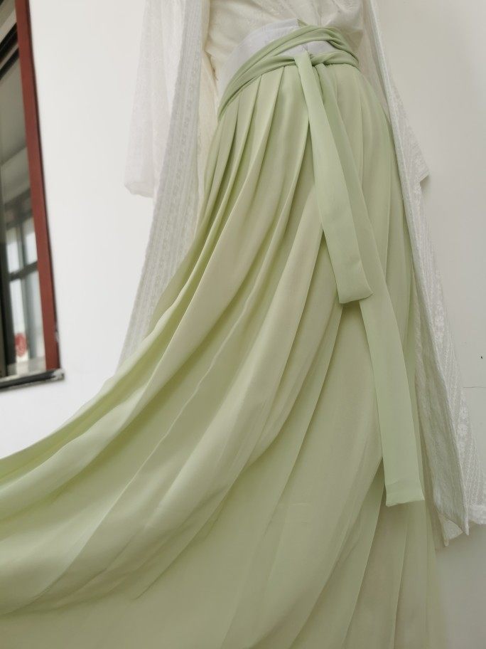 【绿丝绦】定制款小绿裙褶裙全褶白菜汉服汉元素纯色一片式小清新