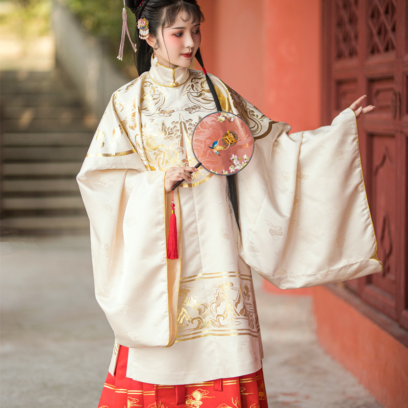 诗际【夫诸】独家原创汉服女明制织金立领长袄马面裙故宫制式春新