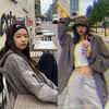 jennie金智妮lisa同款衣服女19秋新款ins宽松灰色连帽卫衣短外套 jennie金智妮lisa同款衣服女19秋新款ins宽松灰色连帽卫衣短外套