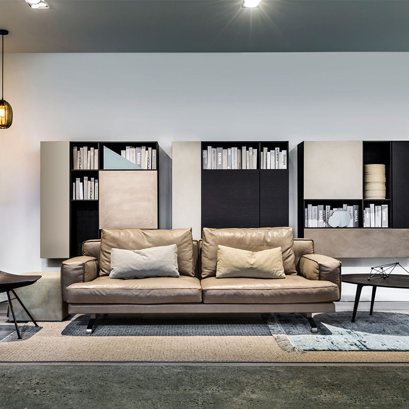 芈家华意空间意式轻奢沙发现代简约客厅三人位极简创意真皮沙发