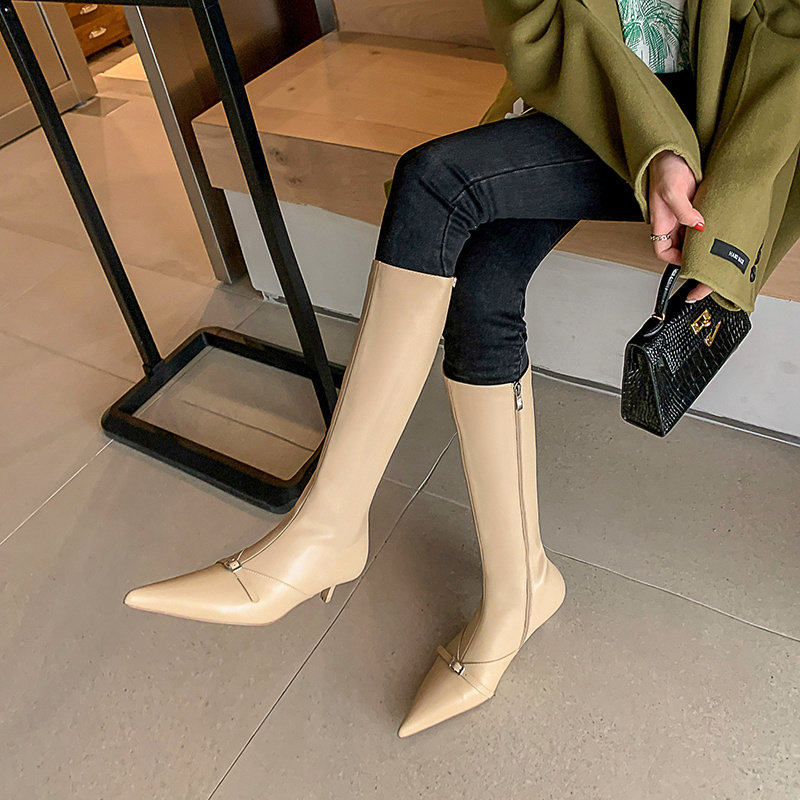 爱知季旗舰店的优惠券大全—chic显腿长~尖头长靴女春秋细高跟弹力靴