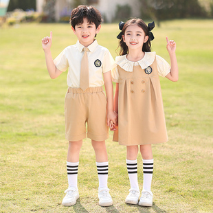 小学生校服幼儿园园服夏装短袖儿童学院风班服套装纯棉毕业照服装