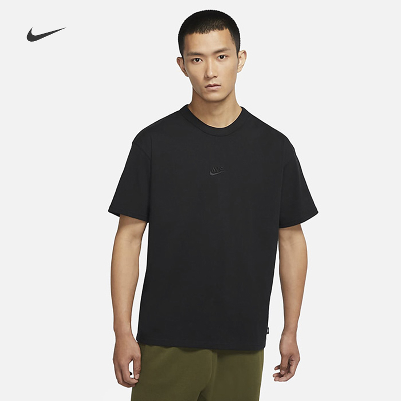 Nike耐克短袖男上装2024夏季纯色运动纯棉休闲透气T恤DO7393-010
