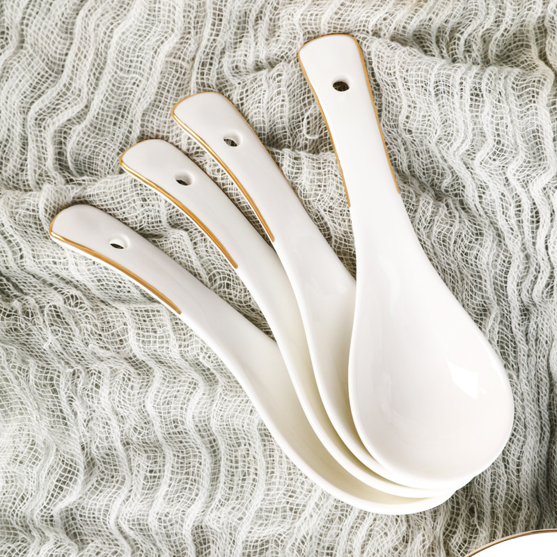 欧式金边餐具汤勺调羹瓢羹分汤勺大勺小勺家用勺子酒店西餐用品