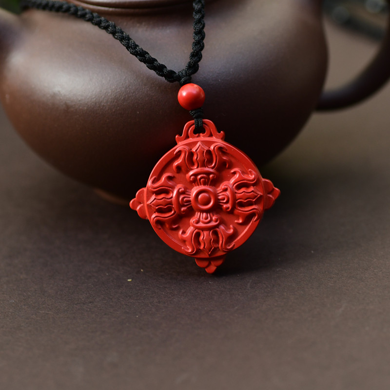 安之朱砂 金刚杵挂牌吊坠 纯天然 辟邪压惊 挂坠钥匙保平安腰挂