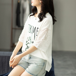 韩国2023年夏季新款大码女装纯棉短袖T恤女白色半袖百搭宽松上衣