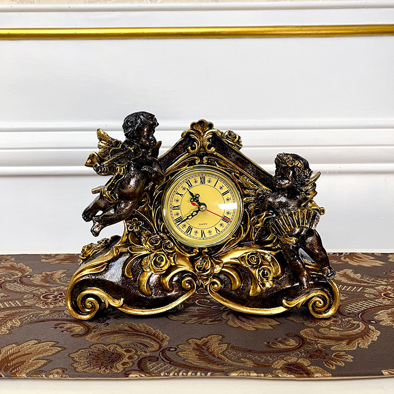 金色柳岸·高端别墅法式客厅复古座钟欧式精致奢华桌面美式摆件