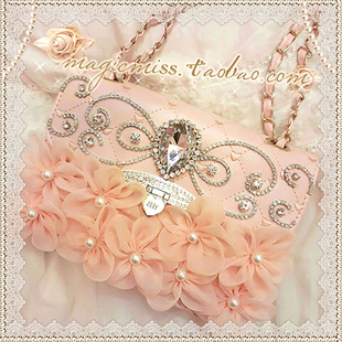 miumiu珍珠鏈包包 女士夏季包包2020新款手工鉆石珍珠鏈條小包花朵手提斜挎單肩包 miumiu珍珠錢包