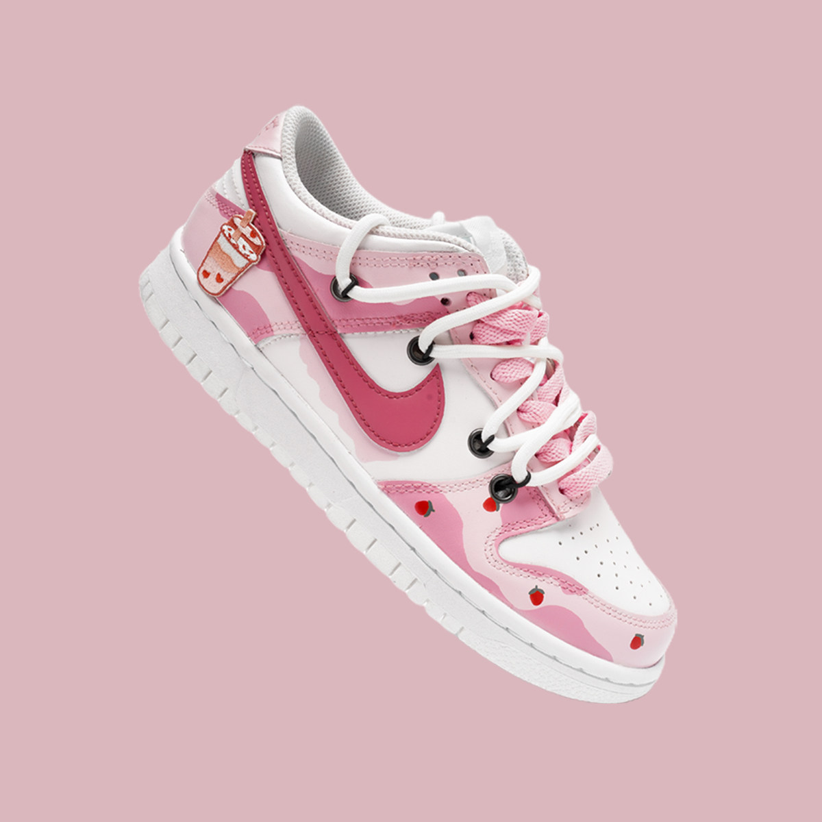 nike dunk low草莓奶茶 解构风 学院风 低帮休闲板鞋 少女粉 定制-mc