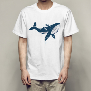 港风鲸鱼印花时尚ins短袖t恤衫男潮流宽松时尚休闲半袖学生衣服男