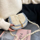 手工编织包包毛线diy材料包自制手缝网格冰条珊瑚绒马鞍包送女友