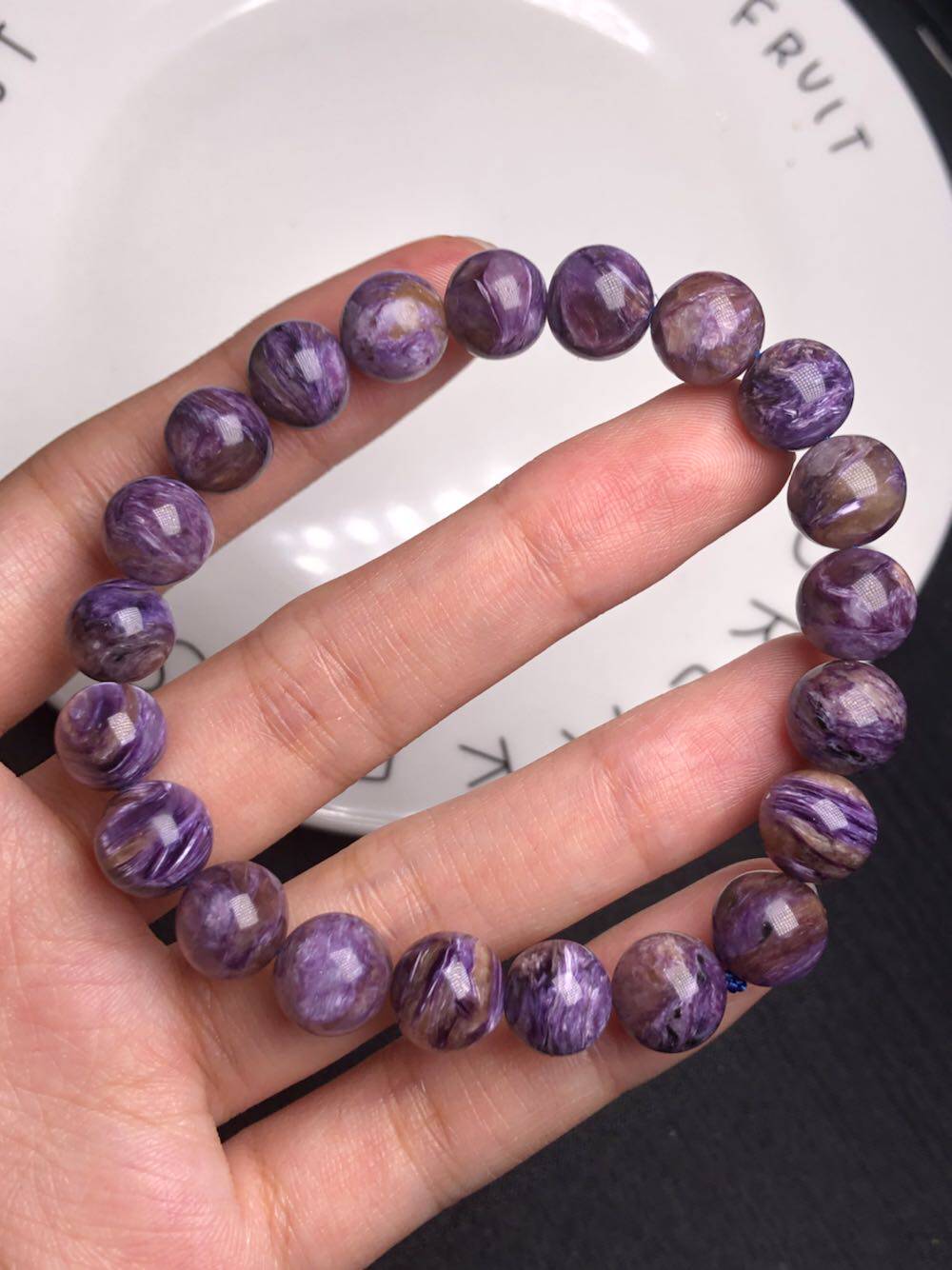 天然紫龙晶圆珠手链高性价比颜色漂亮珠子98mm时尚百搭ug