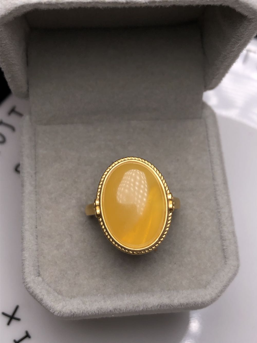 天然原矿蜜蜡戒指 新款磨砂款 品质好款式漂亮大气百搭纯银镶活口