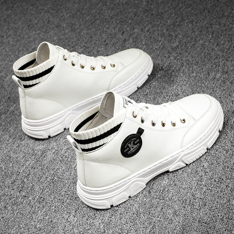 2021 new pattern High help Men's Shoes Autumn British style Trend work clothes Riding boots waterproof white leisure time Leather shoesin the Men's Shoes, Boots category - from Buy2taobao.com to provide professional Taobao agent buy service