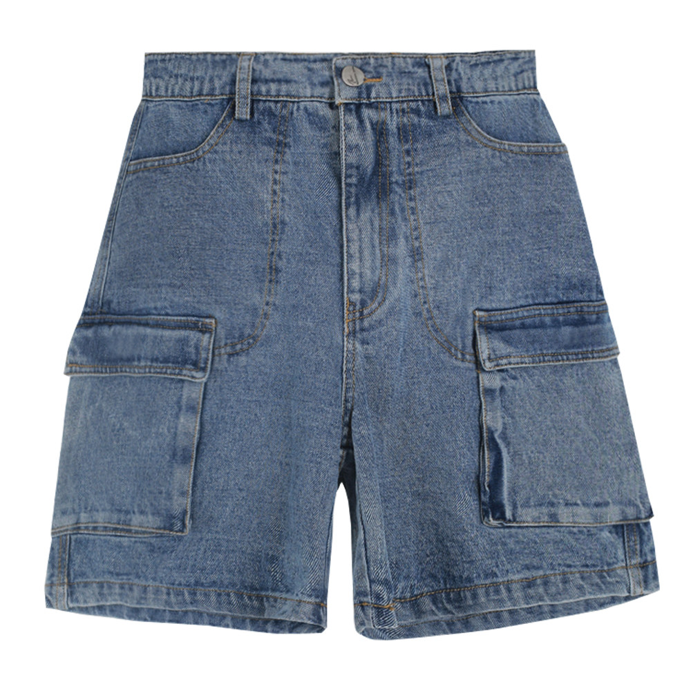 吵吵家 高腰牛仔短裤女宽松五分a字显瘦工装韩版阔腿2019新款夏bf_9折