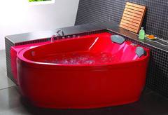 豪华情侣双人浴缸 红色心形双人冲浪按摩浴缸1.85米